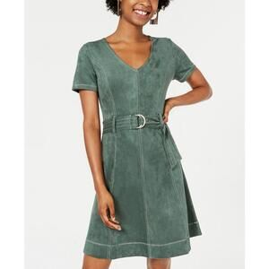 Rosie Harlow Juniors Belted Faux-Suede Dress Size S